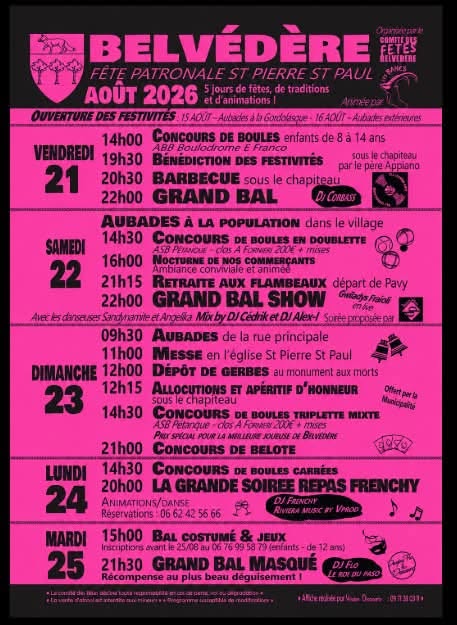 Du vendredi 21 au mardi 25 aout