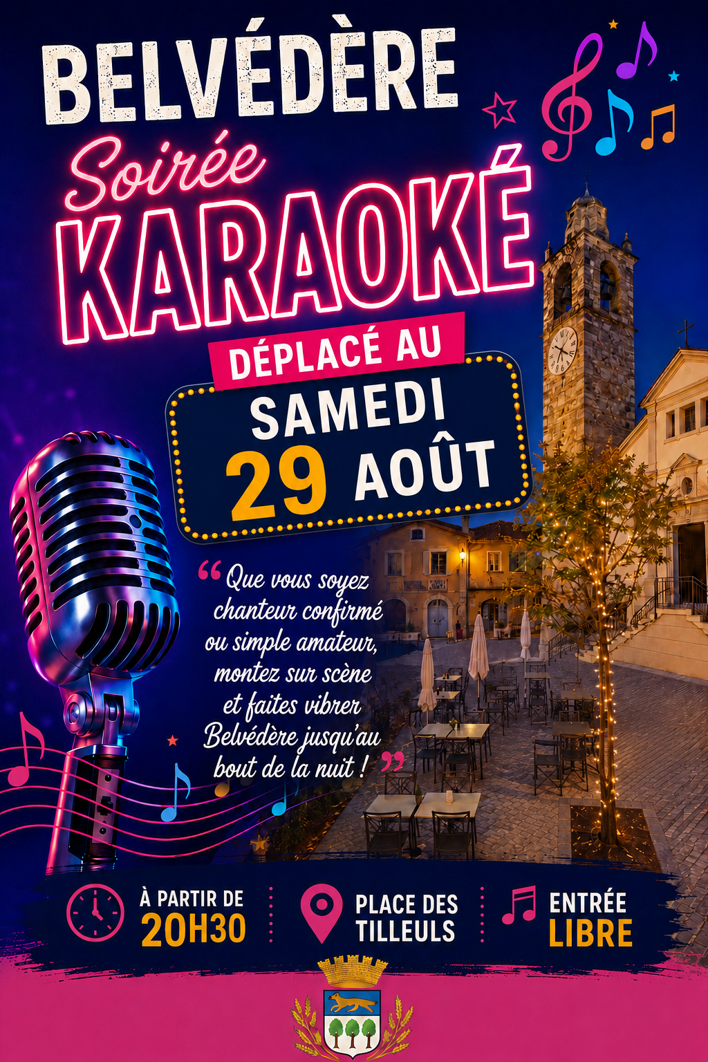 Vendredi 28 août déplacé au samedi 29 aout