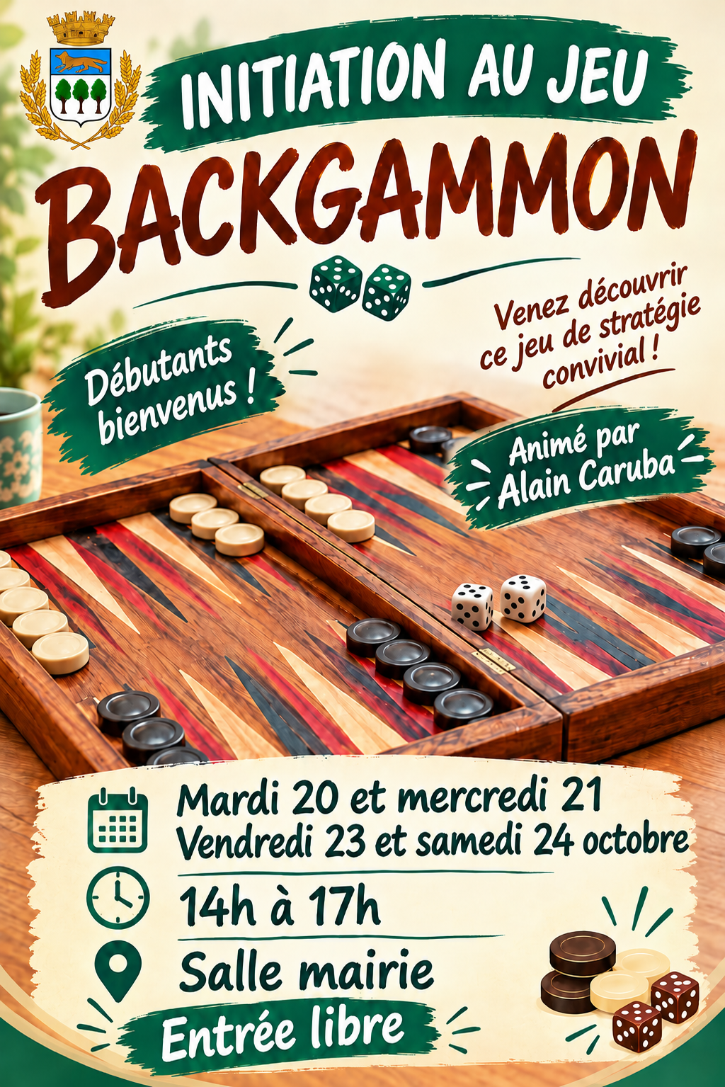 mardi 20 et mercredi 21, vendredi 23 et samedi 24 octobre